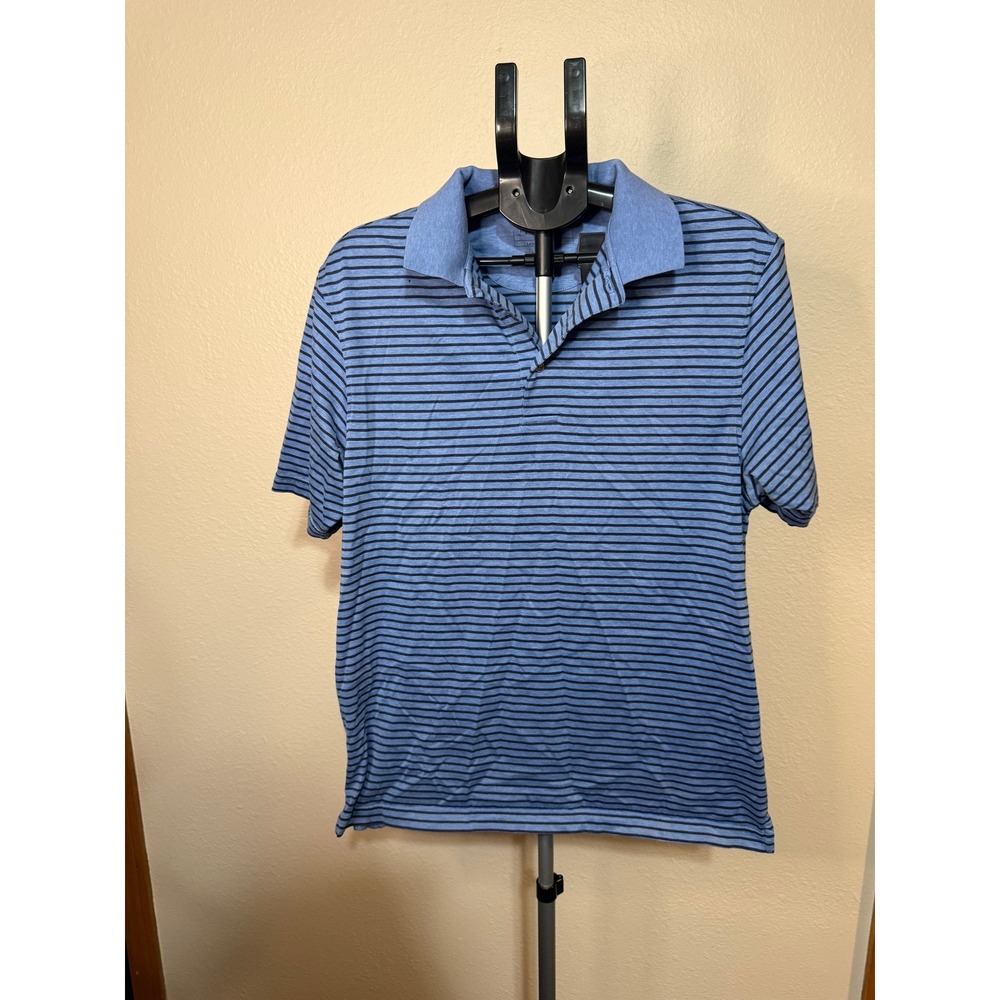 Jos. A. Bank Leadbetter Golf Polo Shirt Mens Medium Blue Striped Short Sleeve
